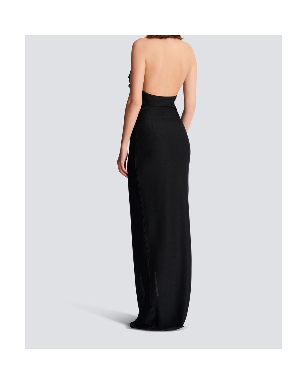 Balmain Black Long Halterneck Knit Dress