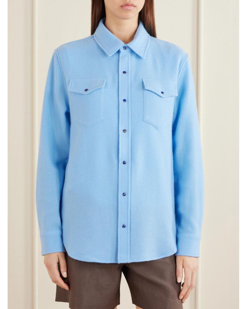 God's True Cashmere Blue Lagoon Cashmere Shirt