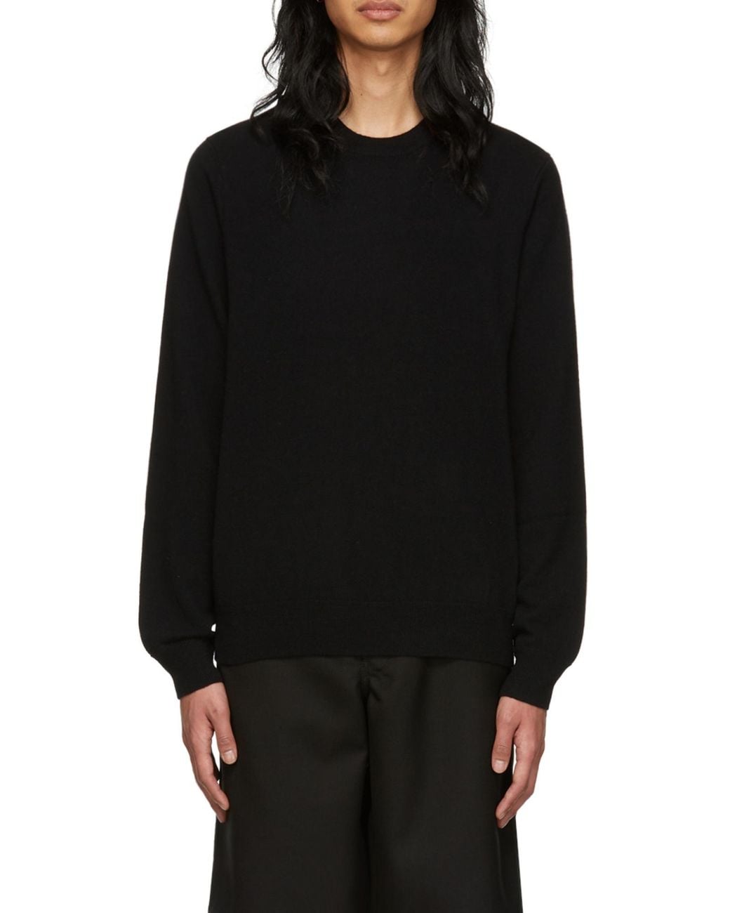 Comme des Garçons Black Crew-Neck Long-Sleeve Knitted Sweater for men