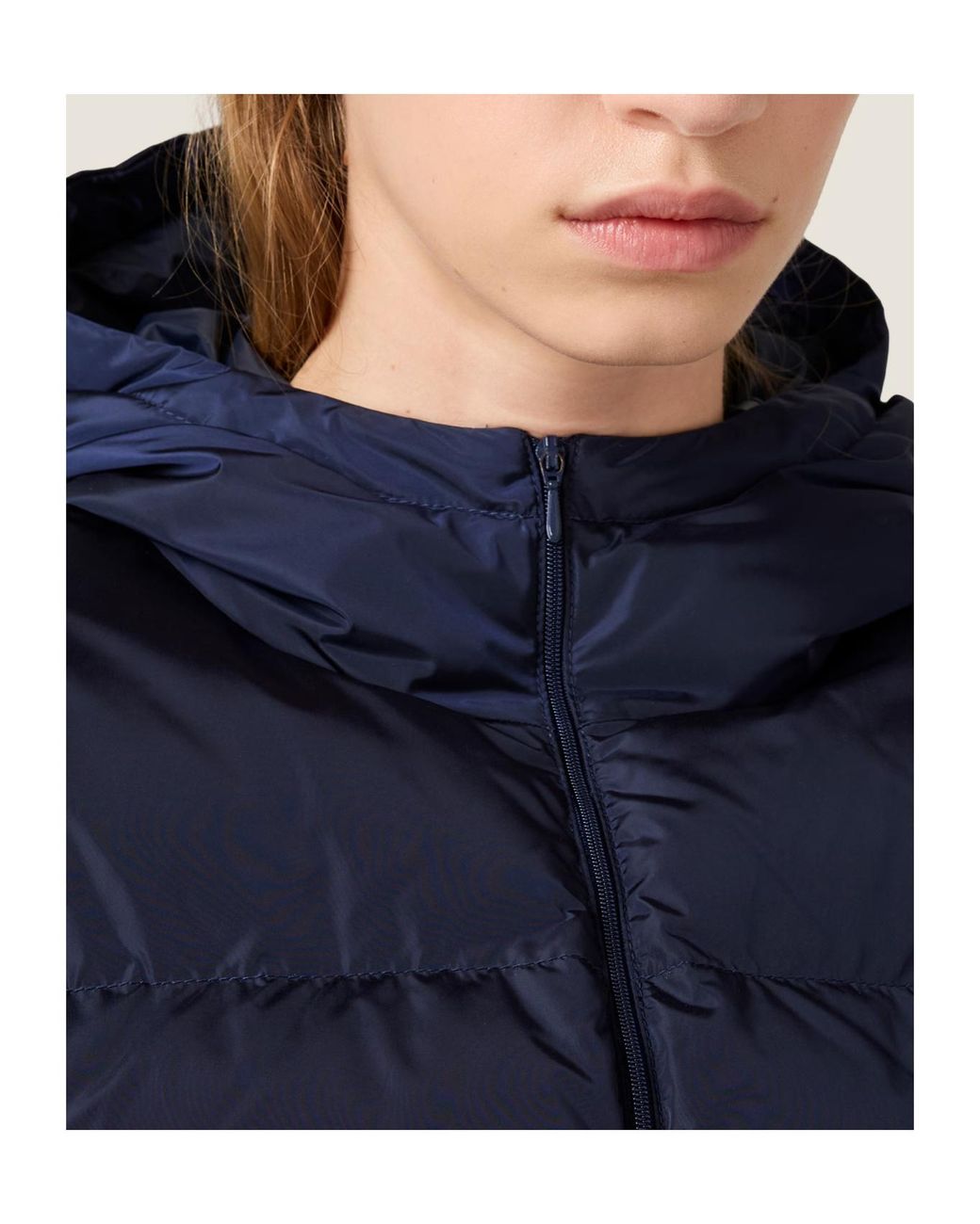 Miu Miu Blue Cropped Technical Fabric Down Jacket