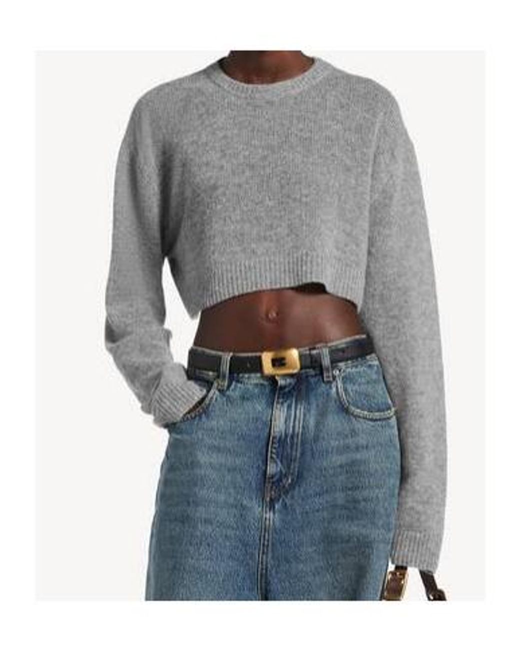 Balenciaga Gray Cropped Crewneck