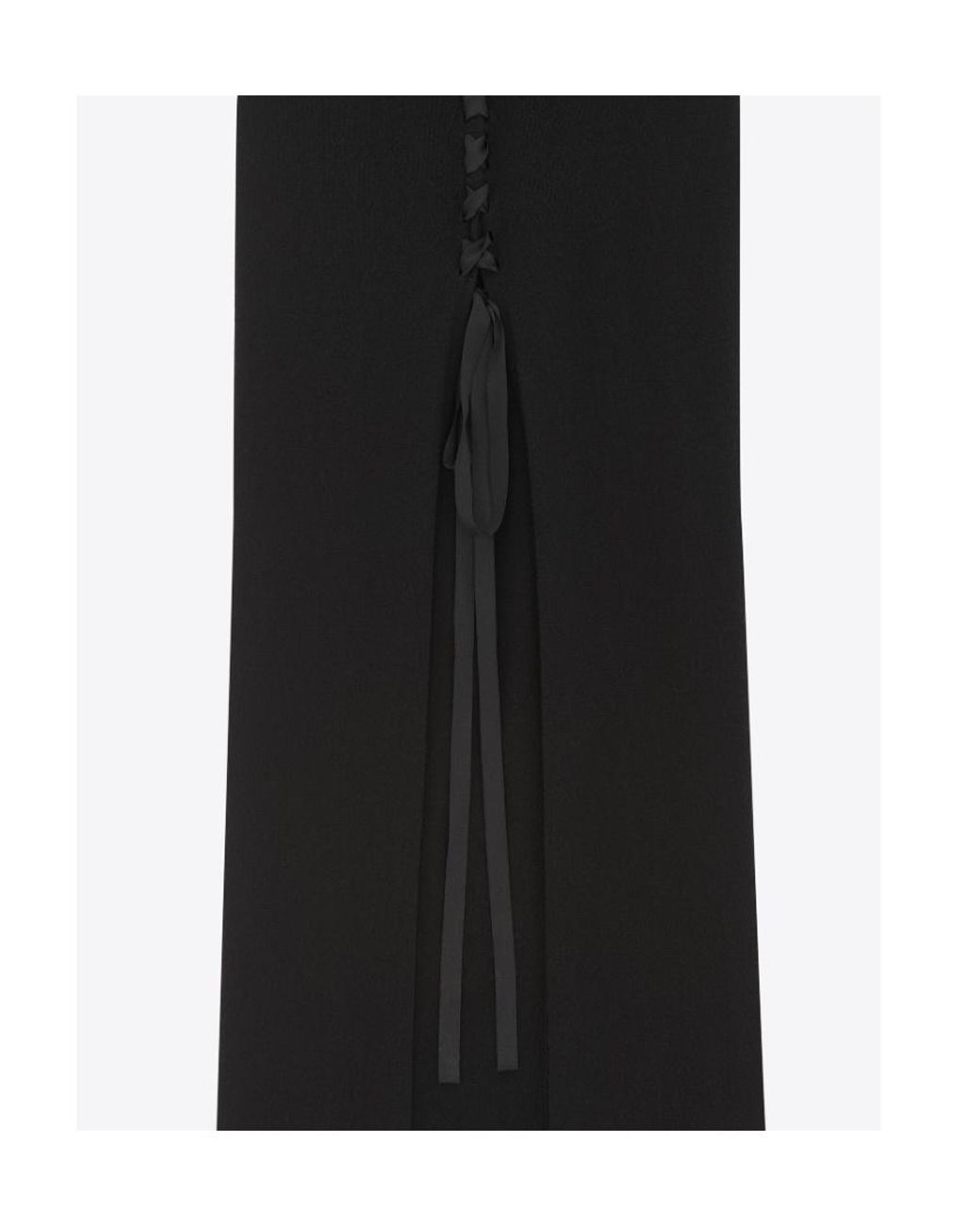 Saint Laurent Black Lace-Up Long-Sleeved Dress