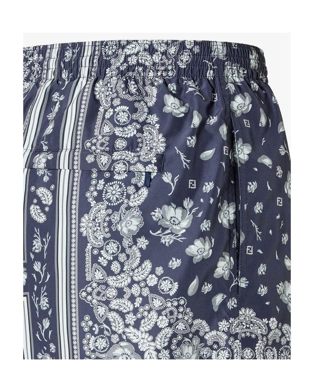 Fendi Blue Bandana Printed Drawstring Swim Shorts for men