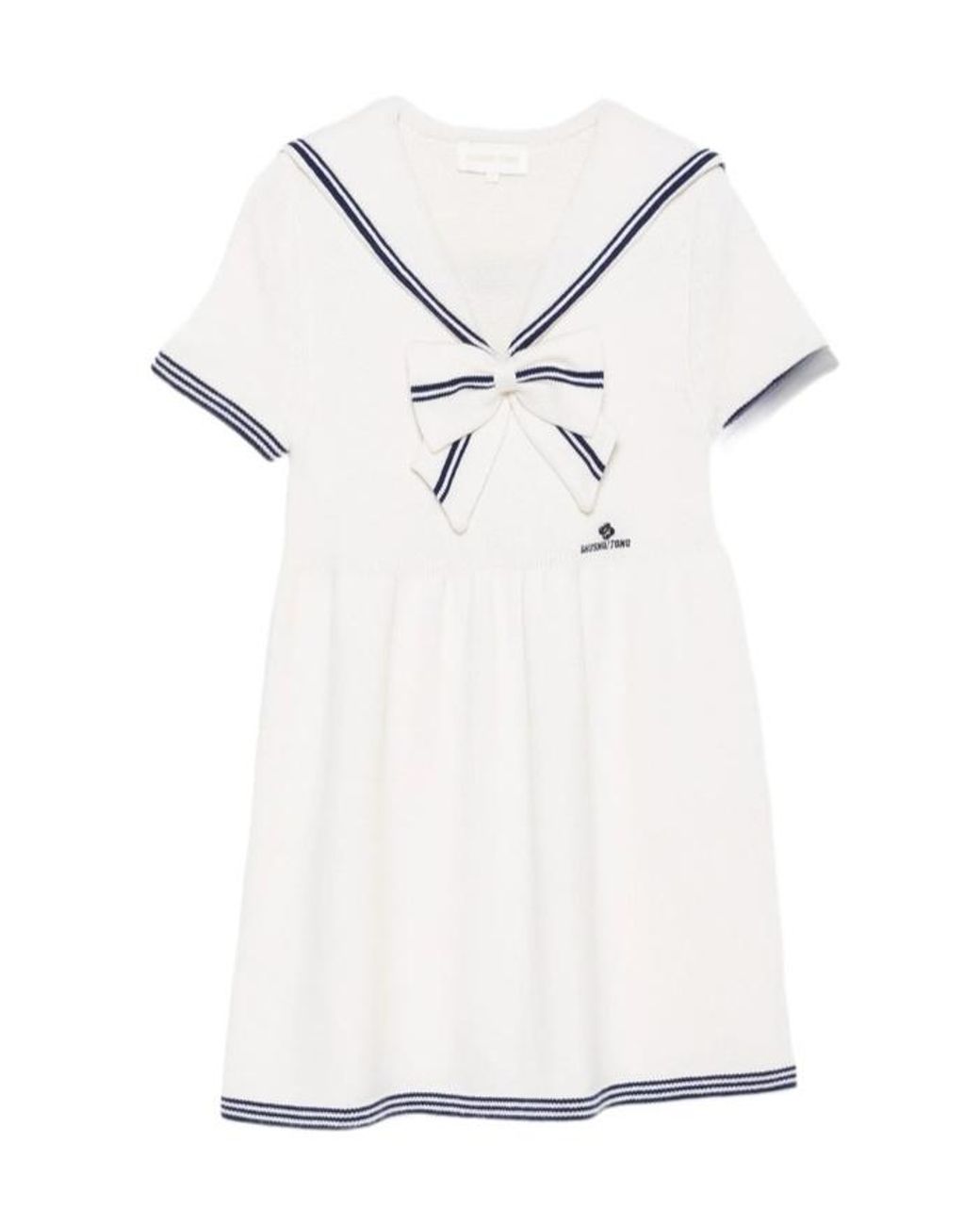 ShuShu/Tong White Bow-Detail Sailor-Collar Mini Dress