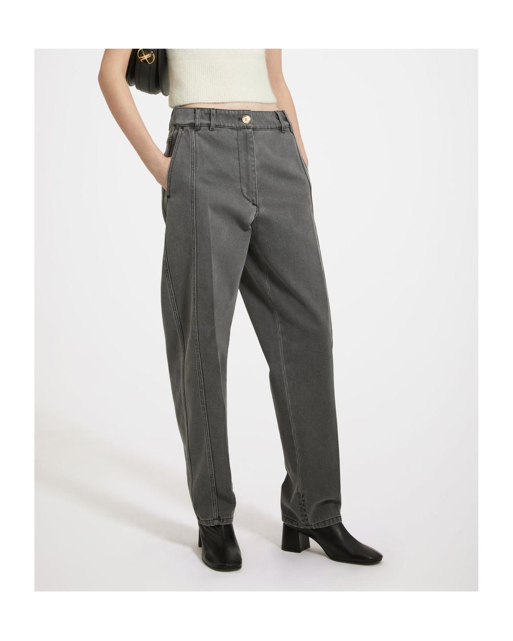 Patou Gray Straight Leg Pants