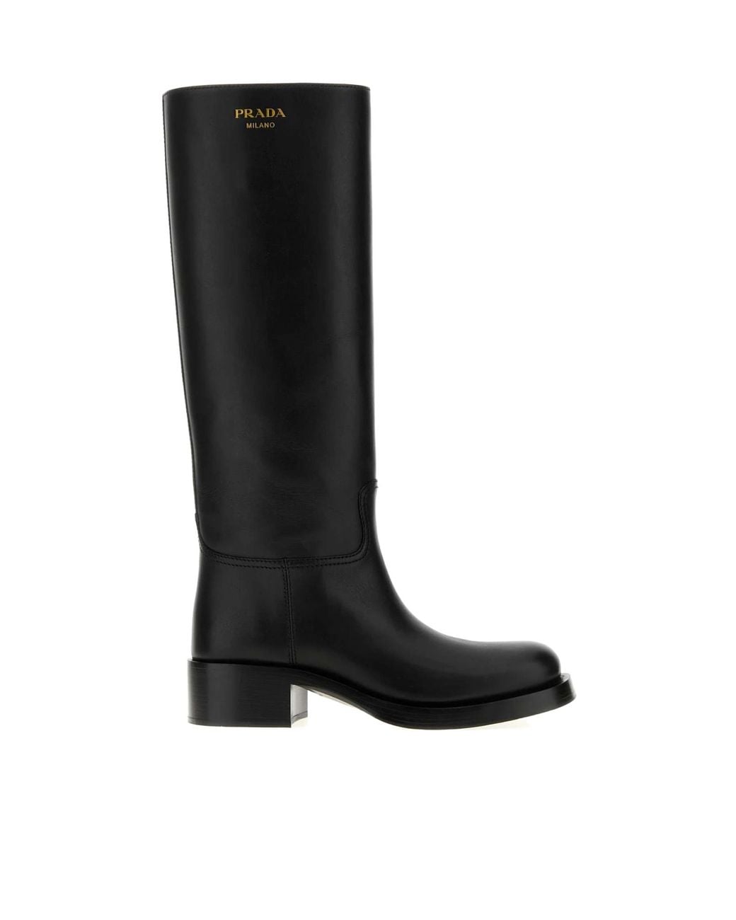 Prada Black Round-Toe Knee-High Boots