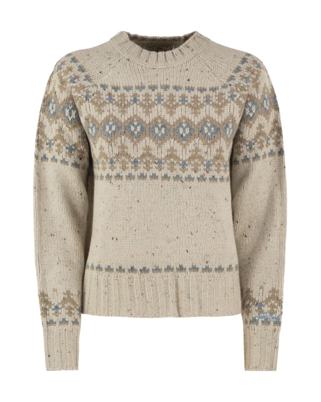 Mc2 Saint Barth Natural Merida Fair Isle Knitted Sweater for men