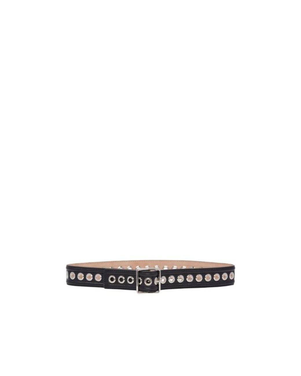 McQueen White Eyelet Detailed Buckle Belt