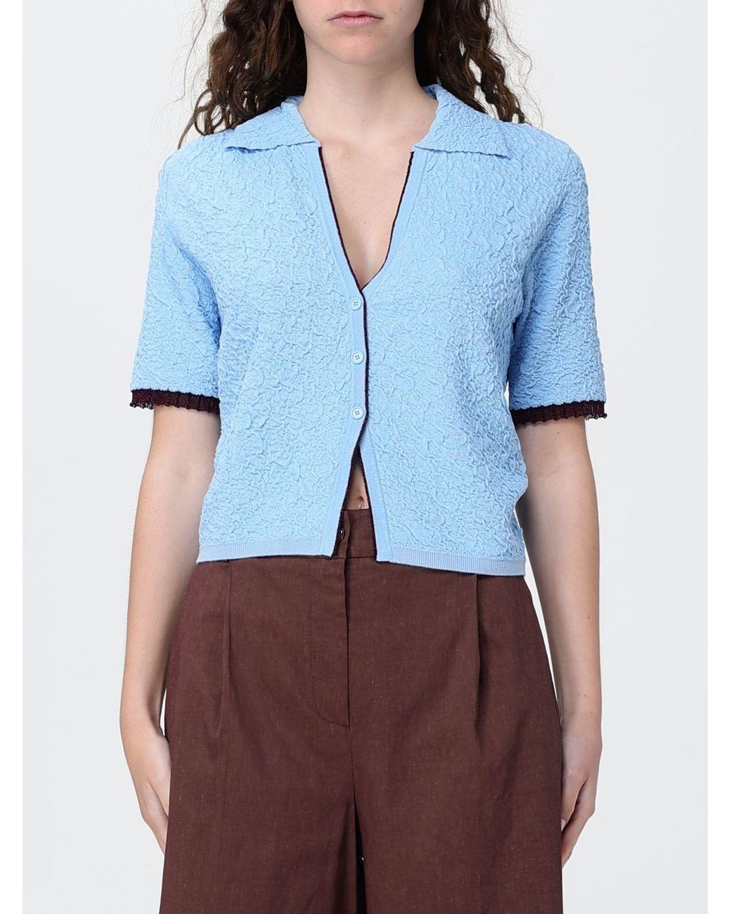 Pinko Blue Collared Textured Shirt