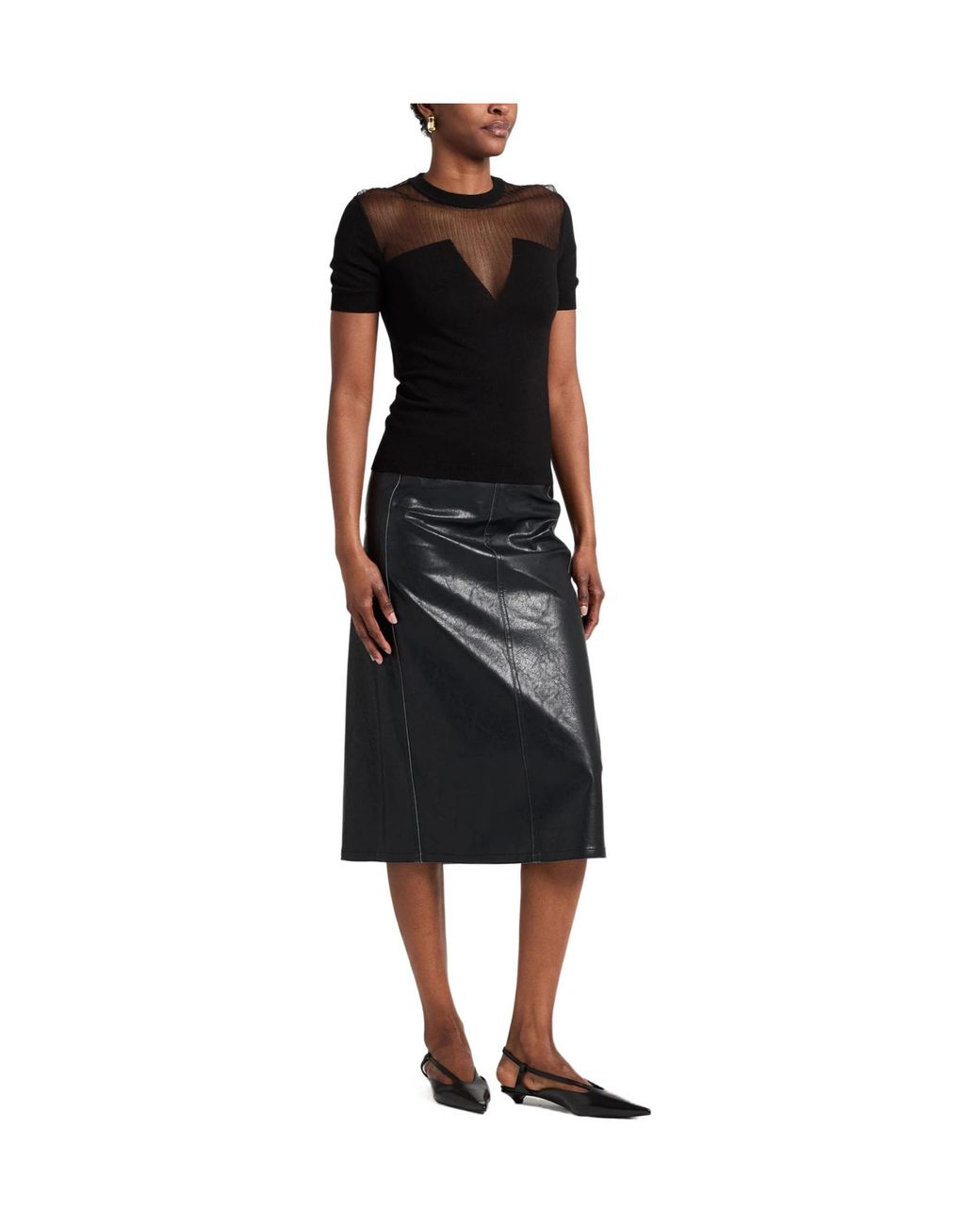 Max Mara Black Solid-Color Short-Sleeved Knitted Top