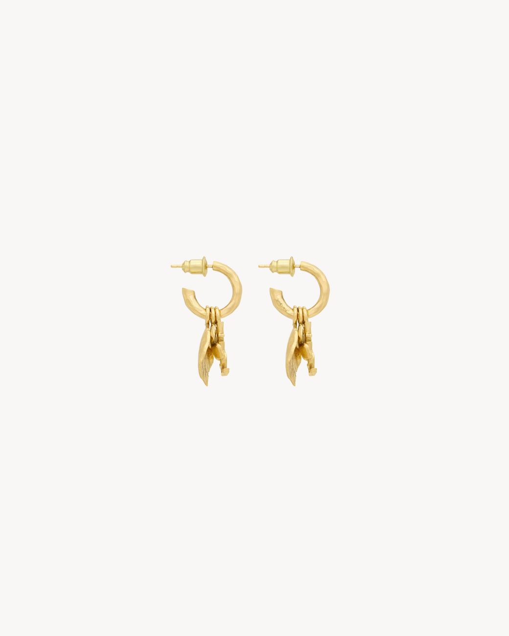 Saint Laurent Metallic Cassandre Flower Charm Hoop Earrings