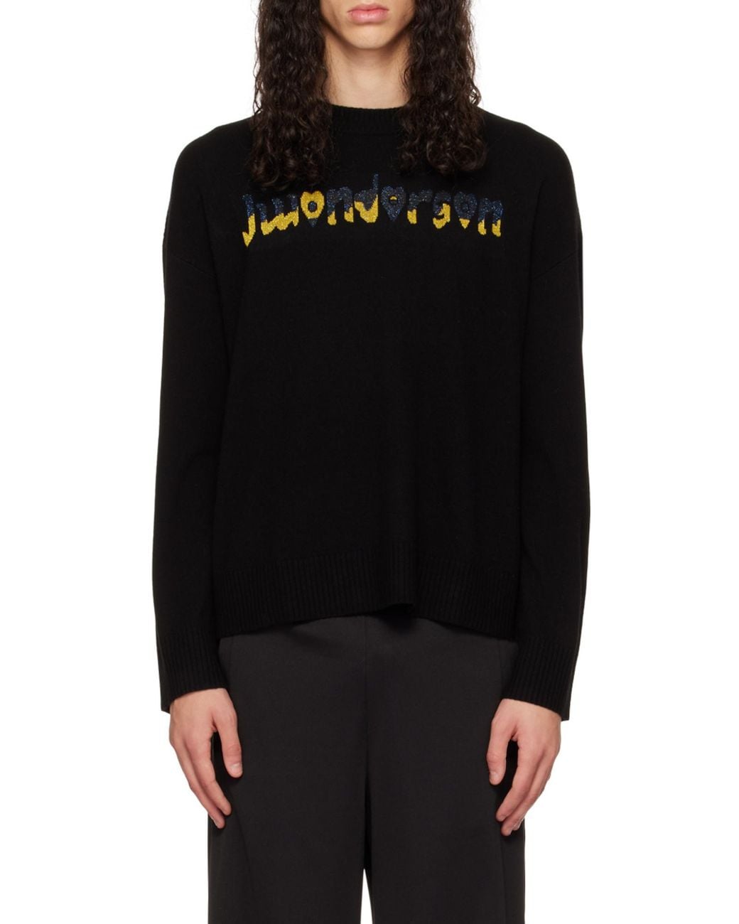 J.W. Anderson Black Jw Anderson X Run Hany Logo Embellished Crewneck Jumper