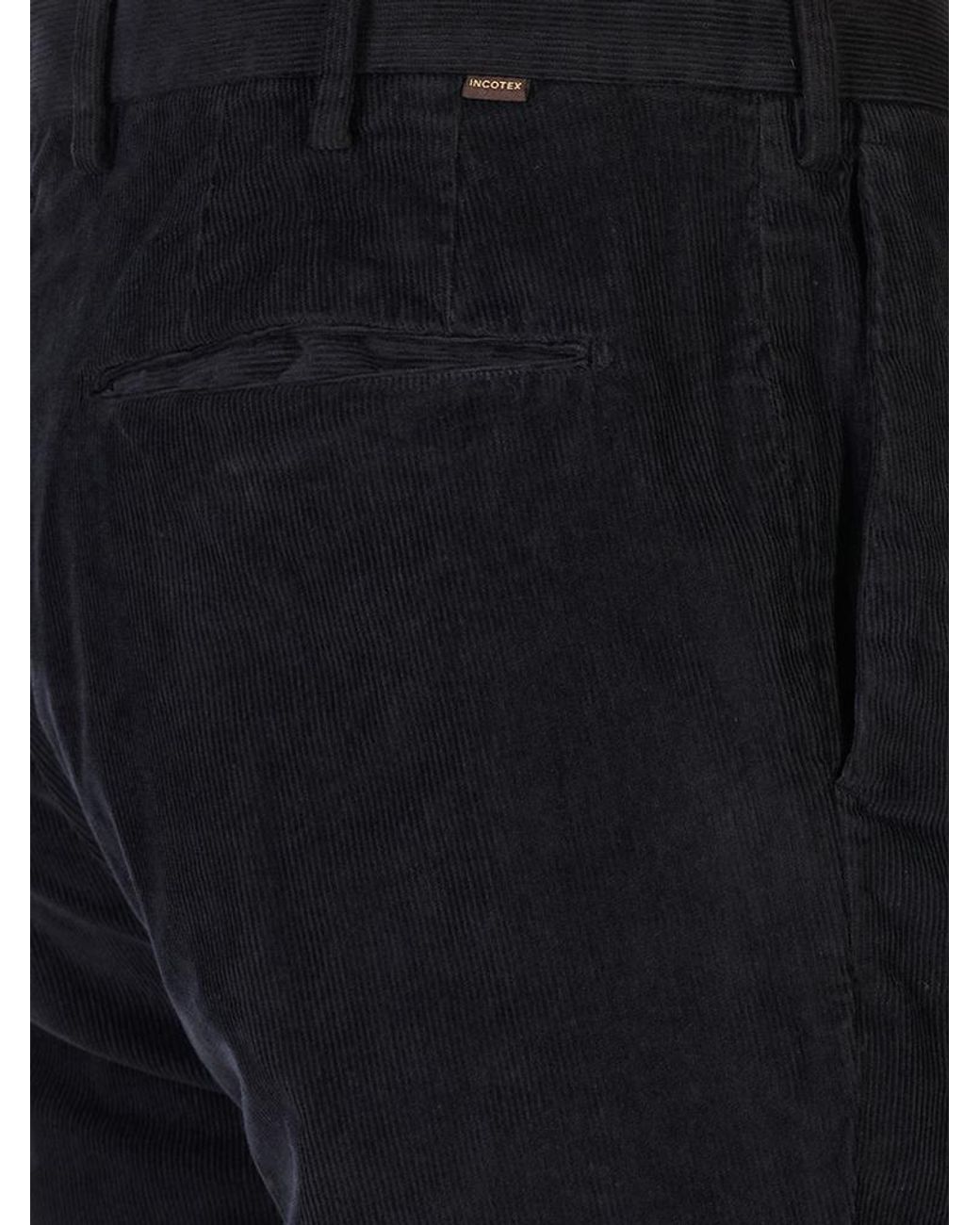 Incotex Black Corduroy Trousers for men