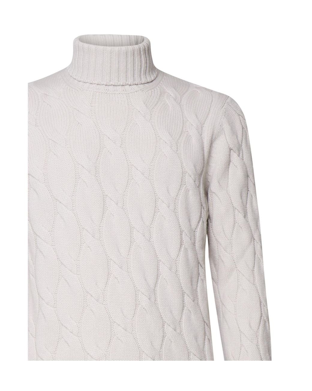 Giuliano Galiano White Braided High-Collar Knitwear for men