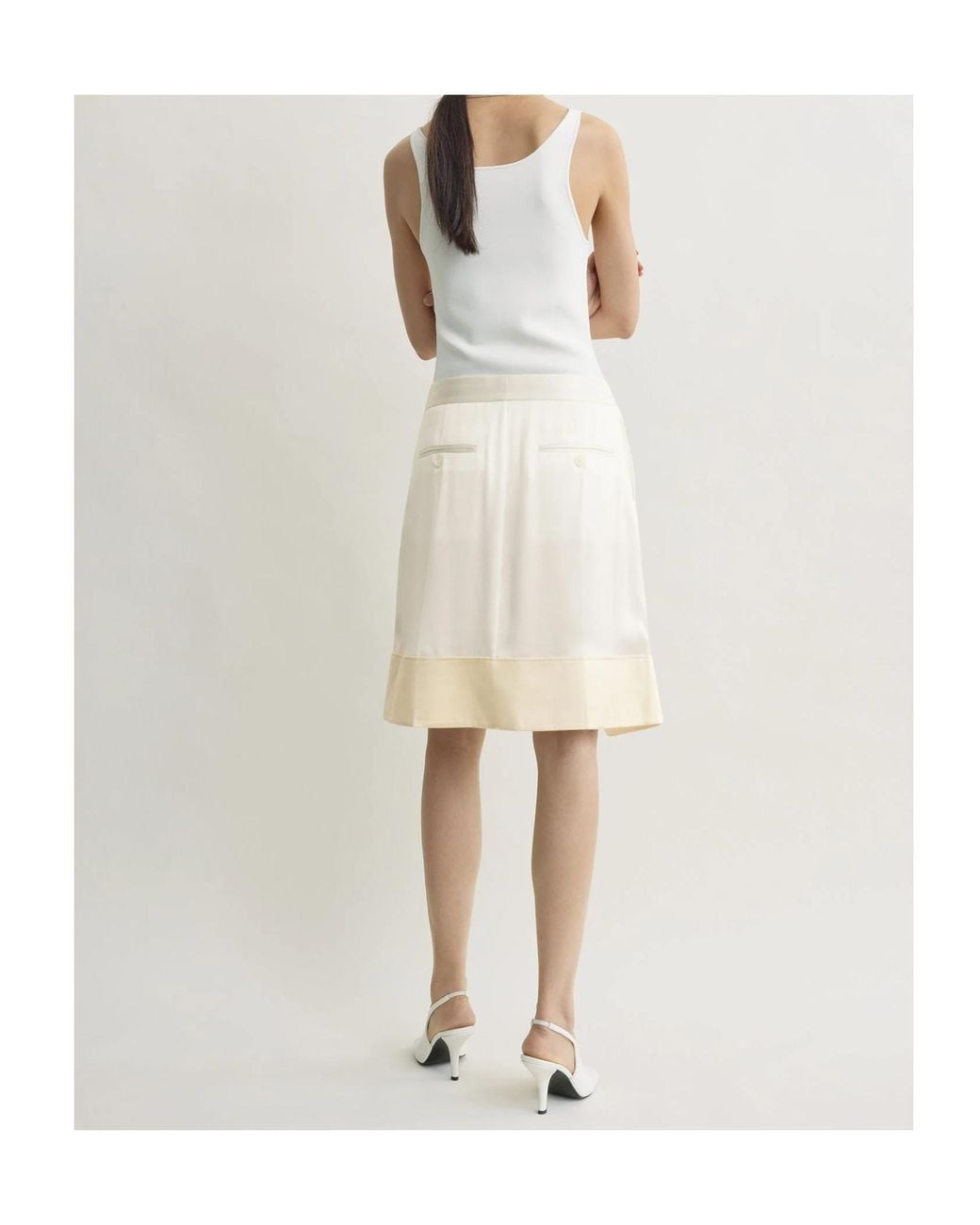 Totême Natural Totême Contrast Satin-Trim Skirt