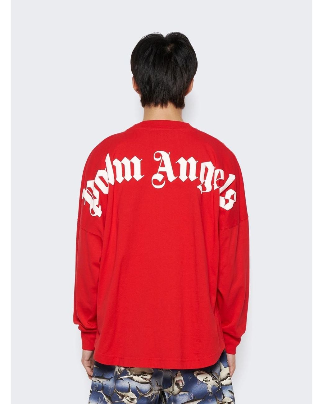 Palm Angels Red Logo-Print Cotton T-Shirt