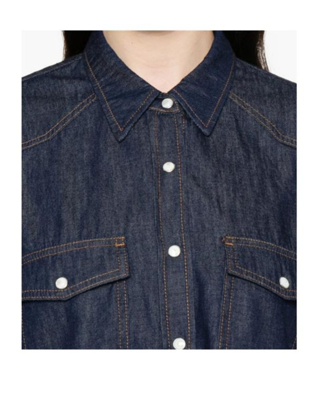 Khaite Blue Shirt With Patch Pockets And Curved Hem