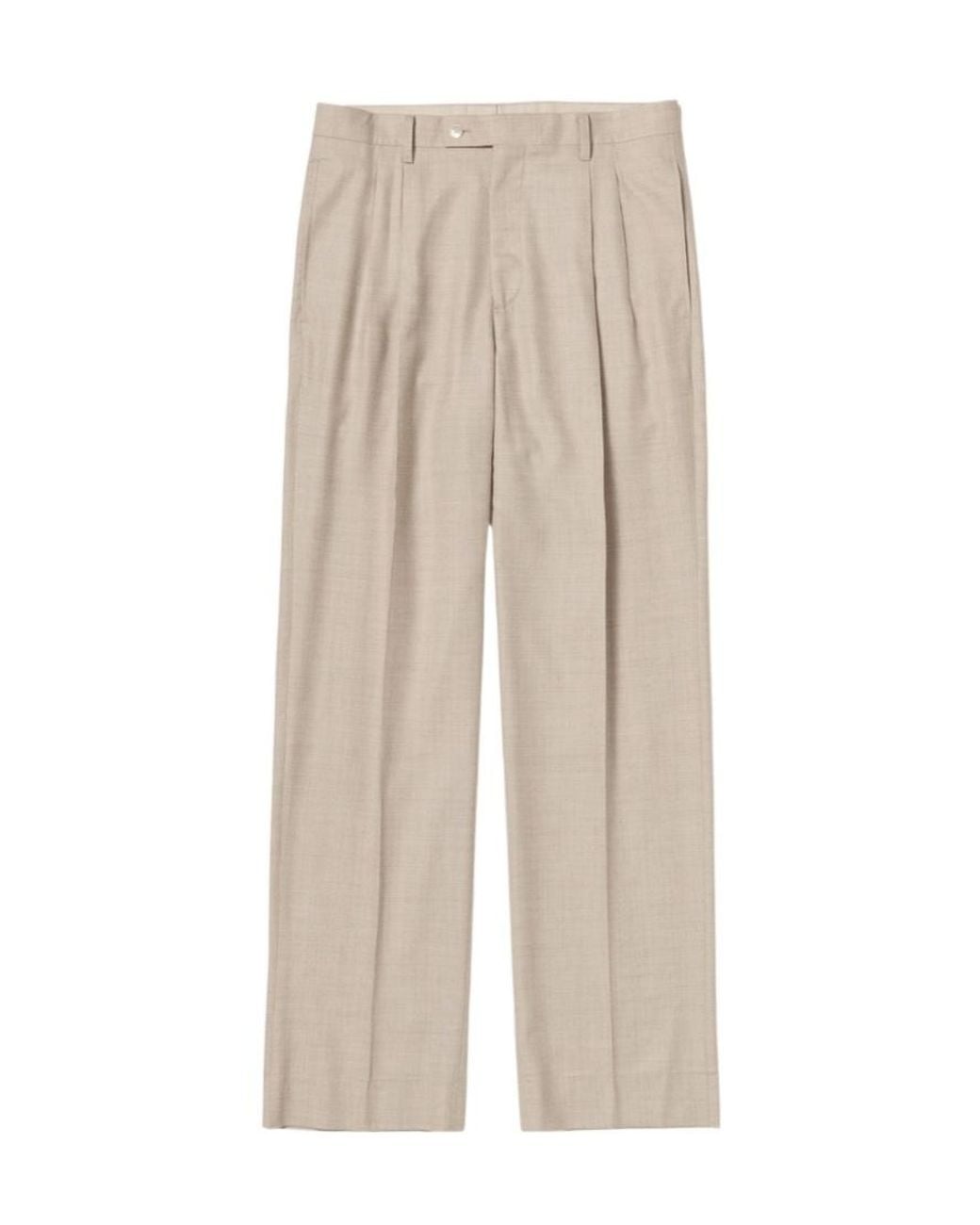 Auralee Natural Pleated Wide Leg Trousers for men