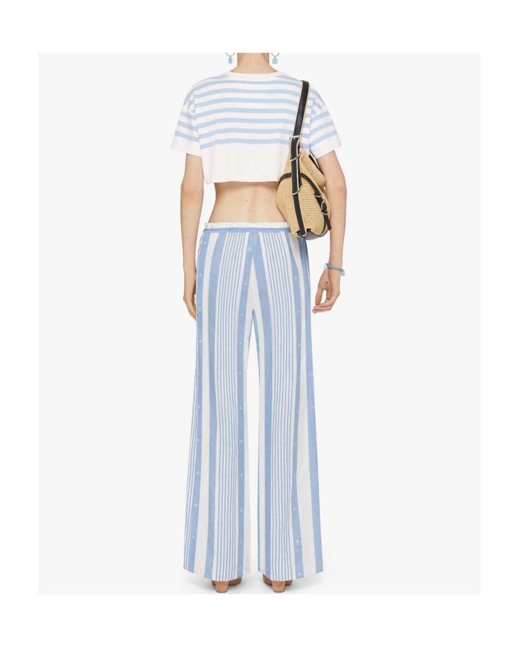 Givenchy Blue Striped Motif Drawstring Trousers