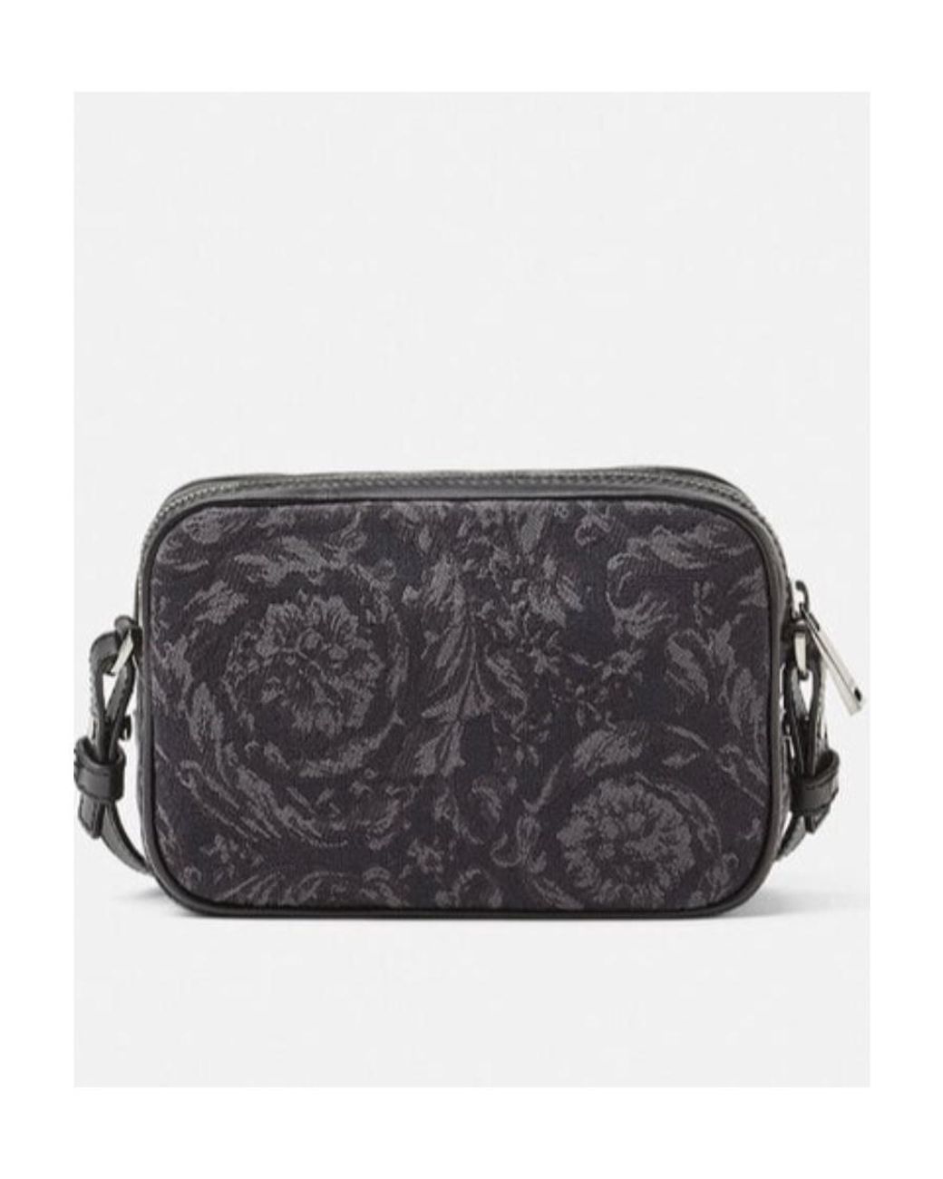 Versace Gray Barocco Athena Zip-Up Messenger Bag for men