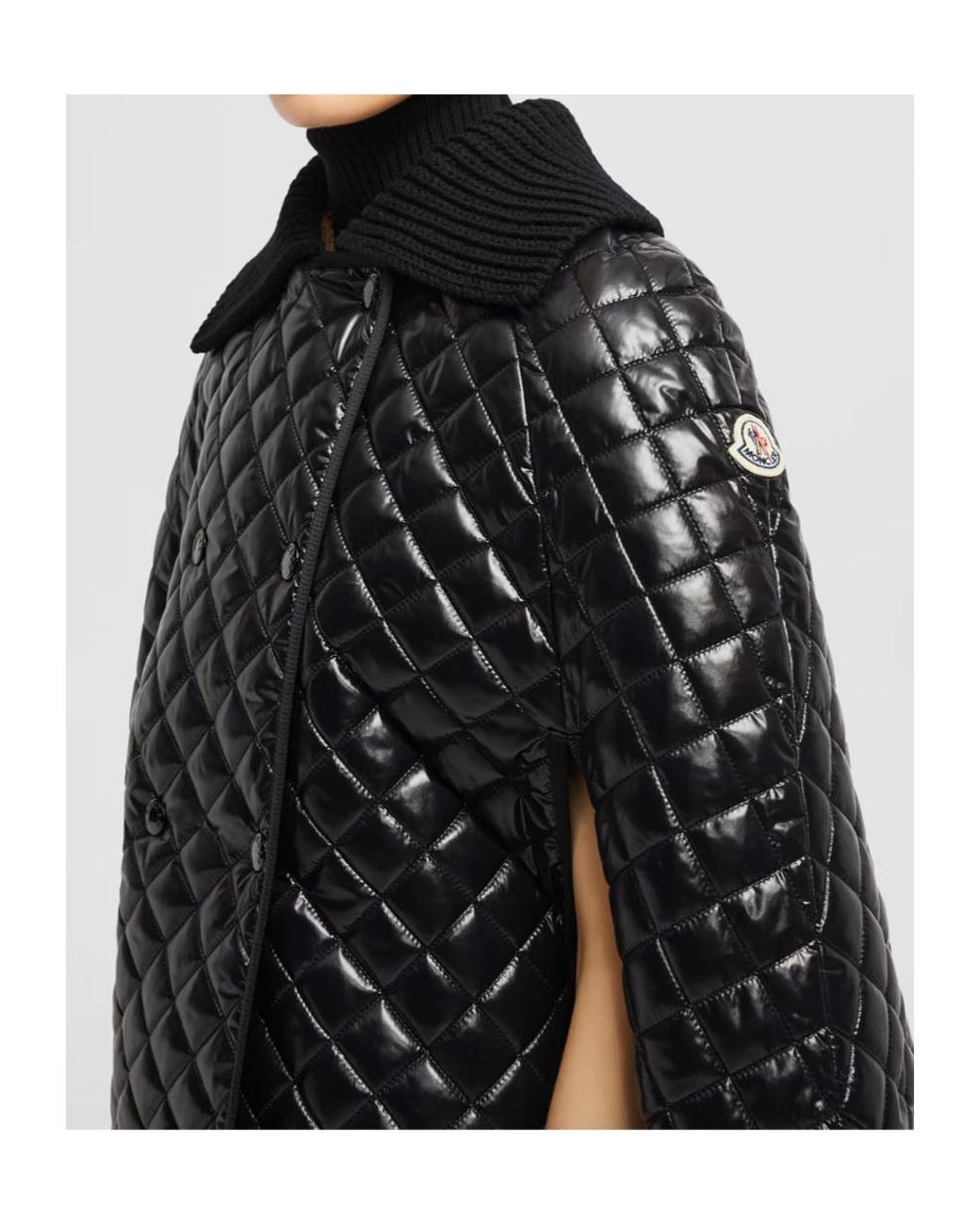 Moncler Black Quiletd Padded Cape
