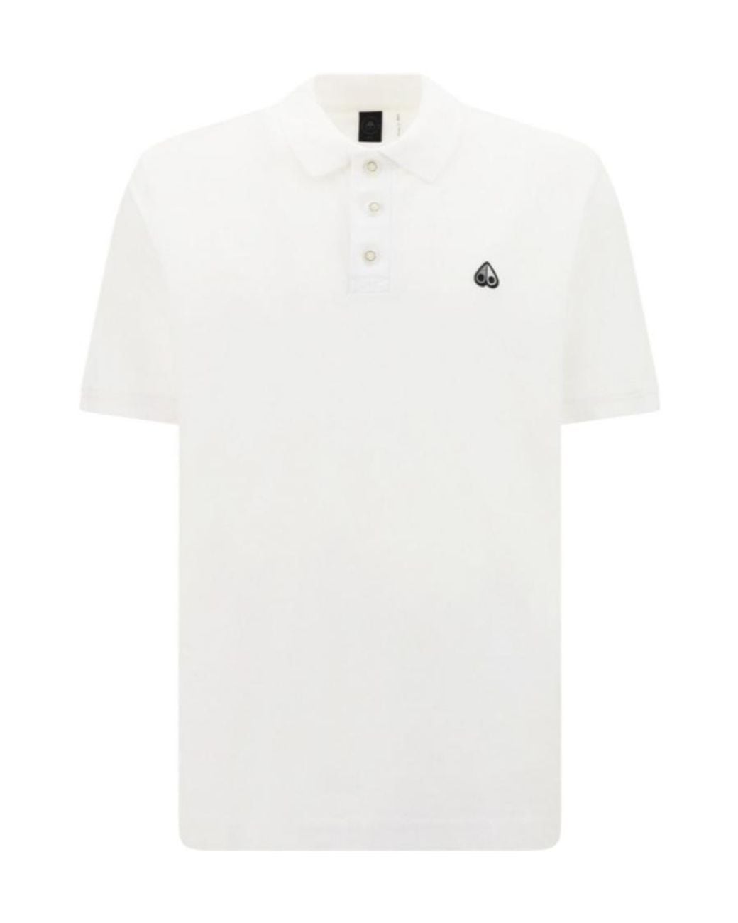 Moose Knuckles White Pique Logo Embroidered Polo Shirt for men