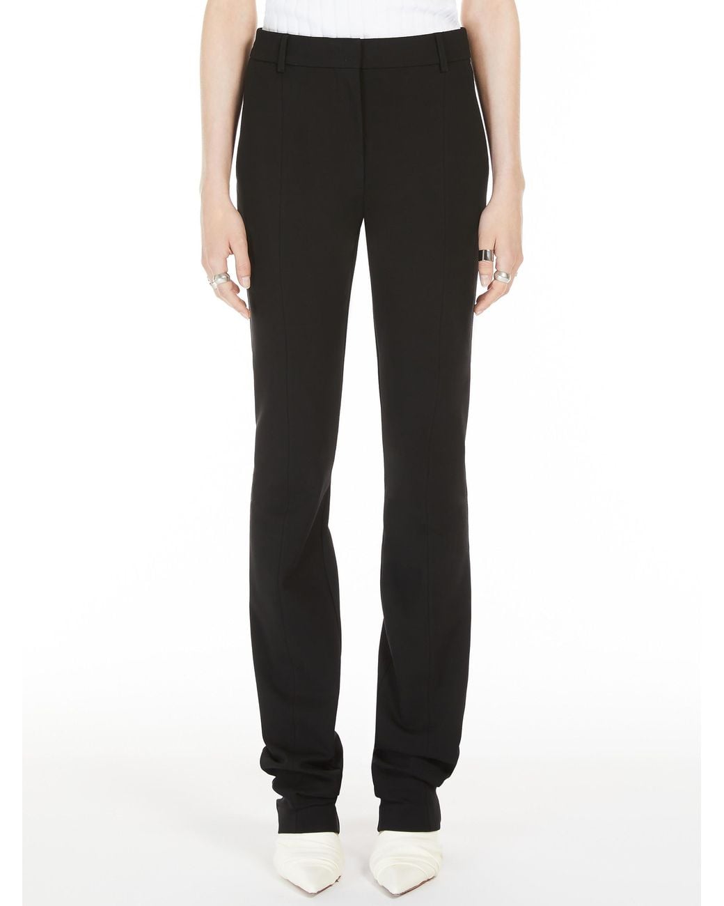 Sportmax Black Hose Straight Leg Pants
