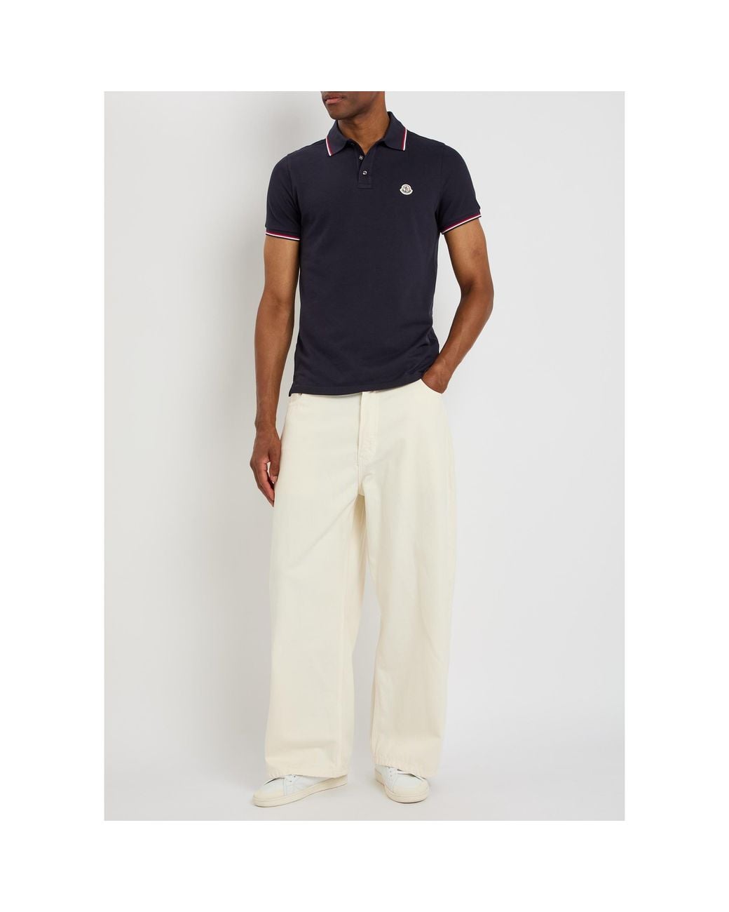 Moncler Blue Short-Sleeved Polo Shirt for men