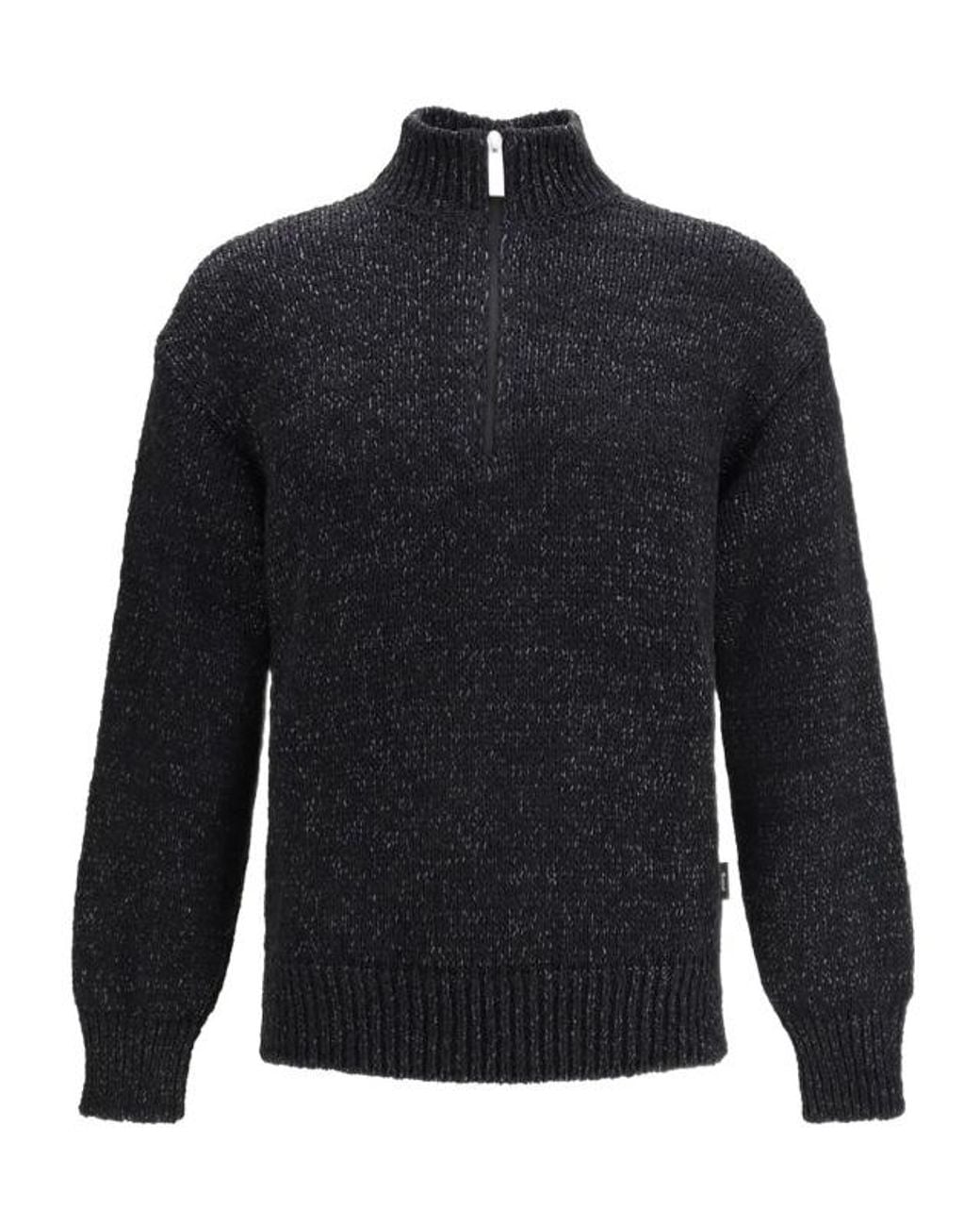 Herno Blue ラミナーメランジハーフジップニットセーター for men
