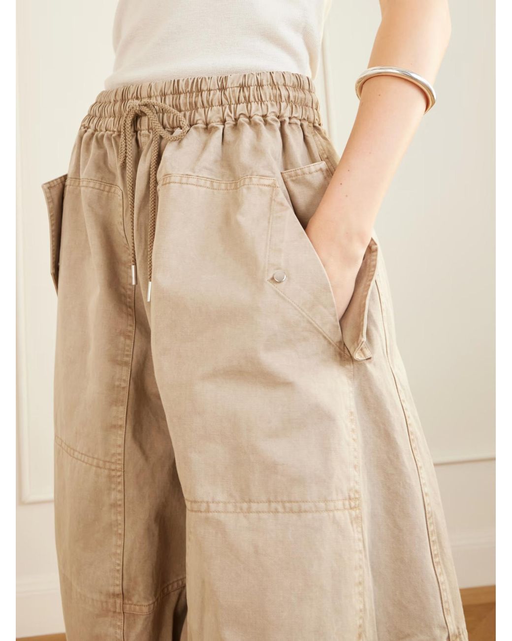 Co. Natural Lace-Up Wide-Leg Pants
