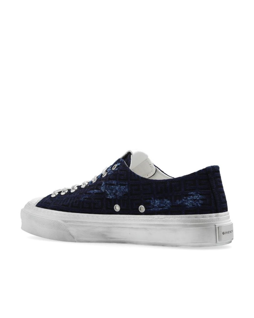 Givenchy Blue 4G Monogrammed Distressed Sneakers for men