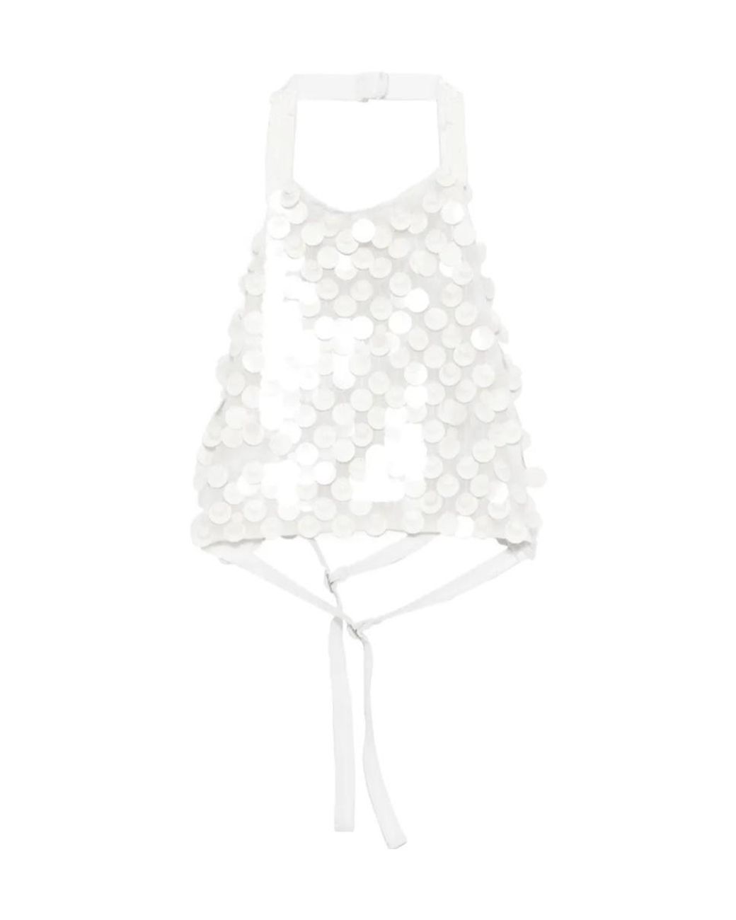 P.A.R.O.S.H. White Sequined Halter Top