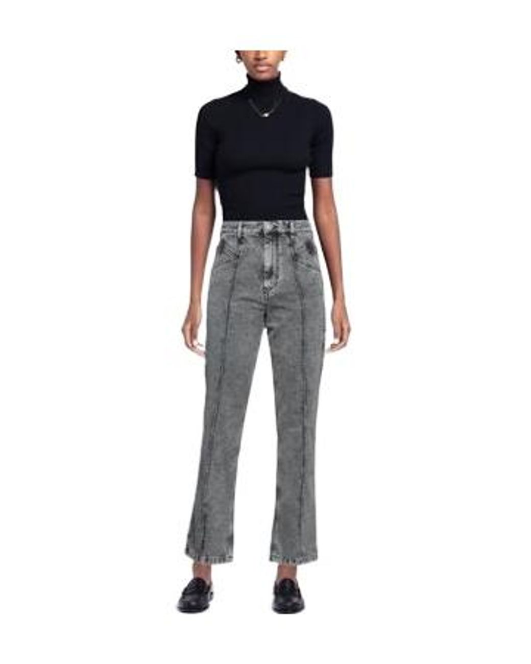 Isabel Marant Gray High-Waisted Straight-Leg Jeans