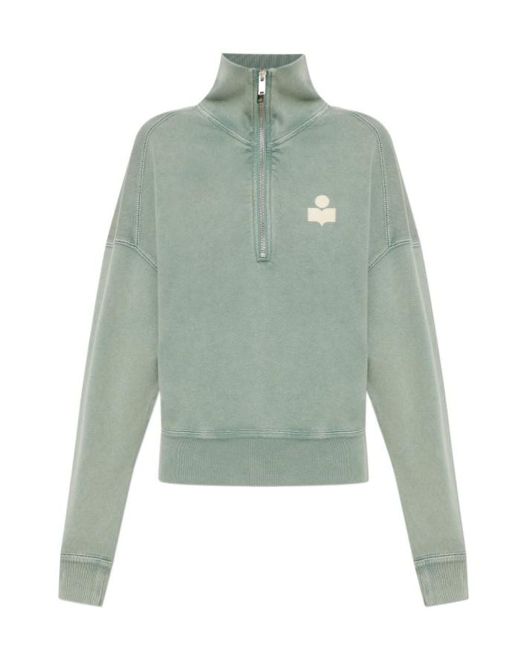 Isabel Marant Green Isabel Marant Étoile Ross Logo Half-Zip Sweatshirt