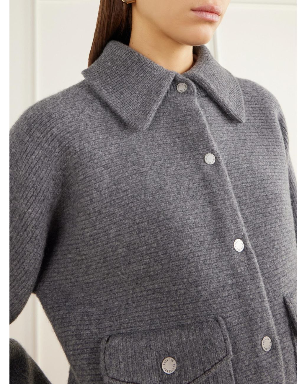 Guest In Residence Gray Rib-Knitted Felted Jacket