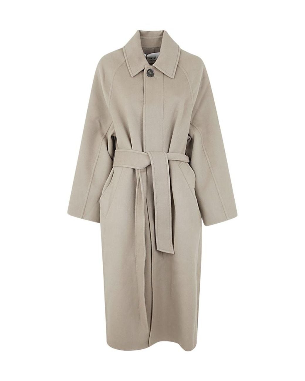 AMI White Single Breated Midi Coat