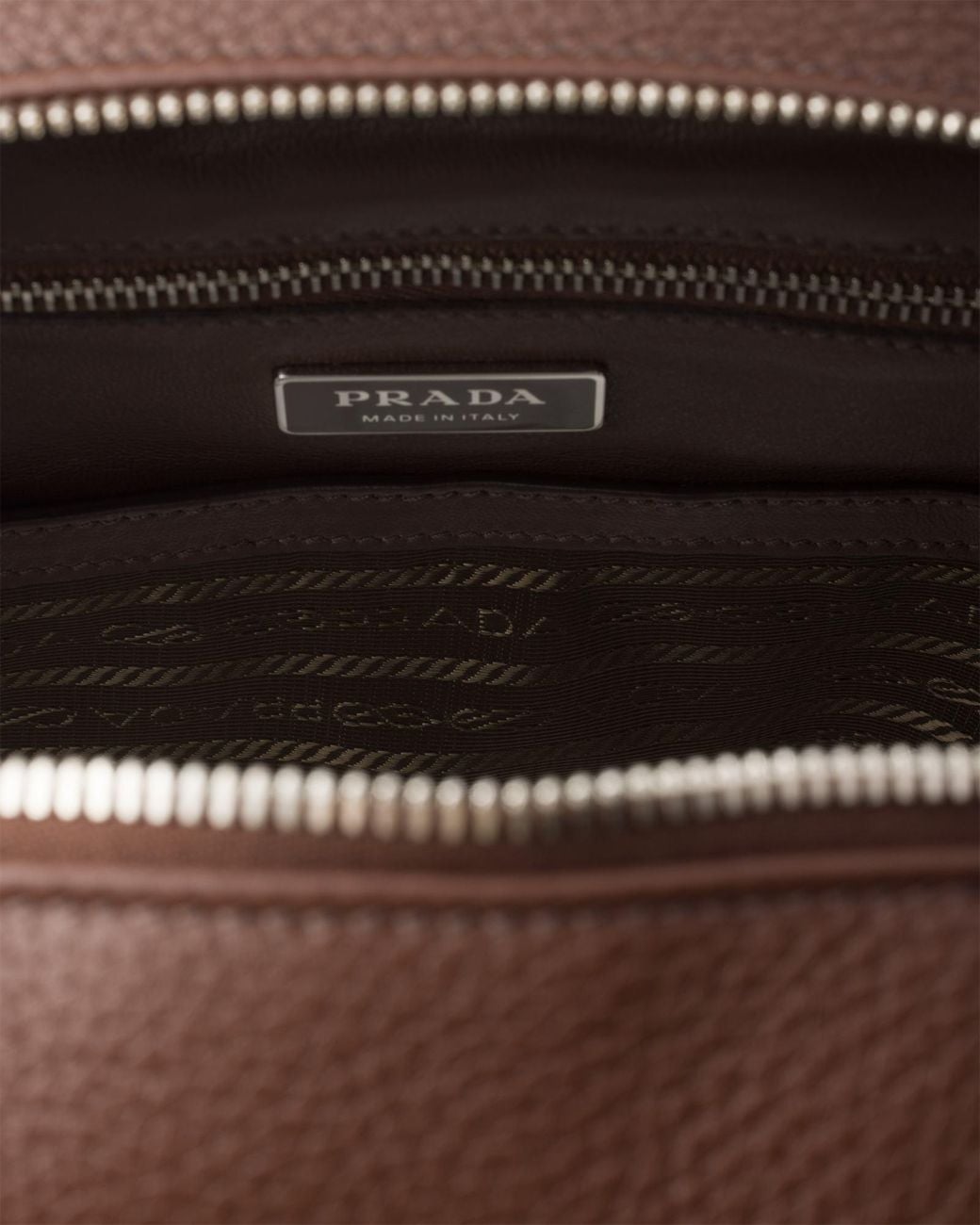 Prada Brown Triangle-Logo Zipped Backpack for men