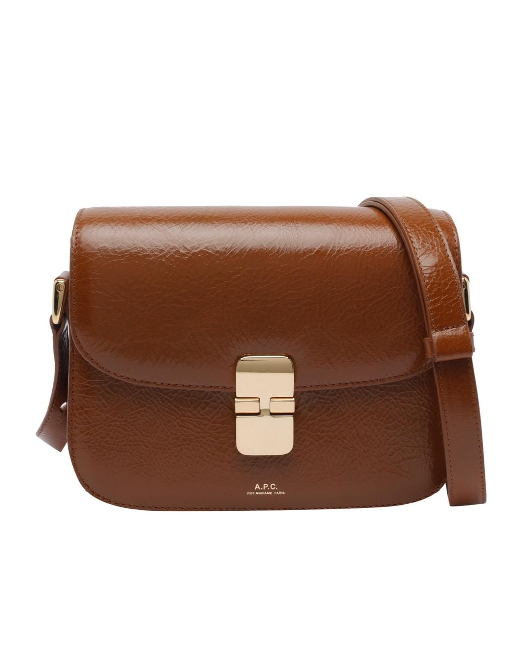A.P.C. Brown Grace Small Foldover Top Crossbody Bag