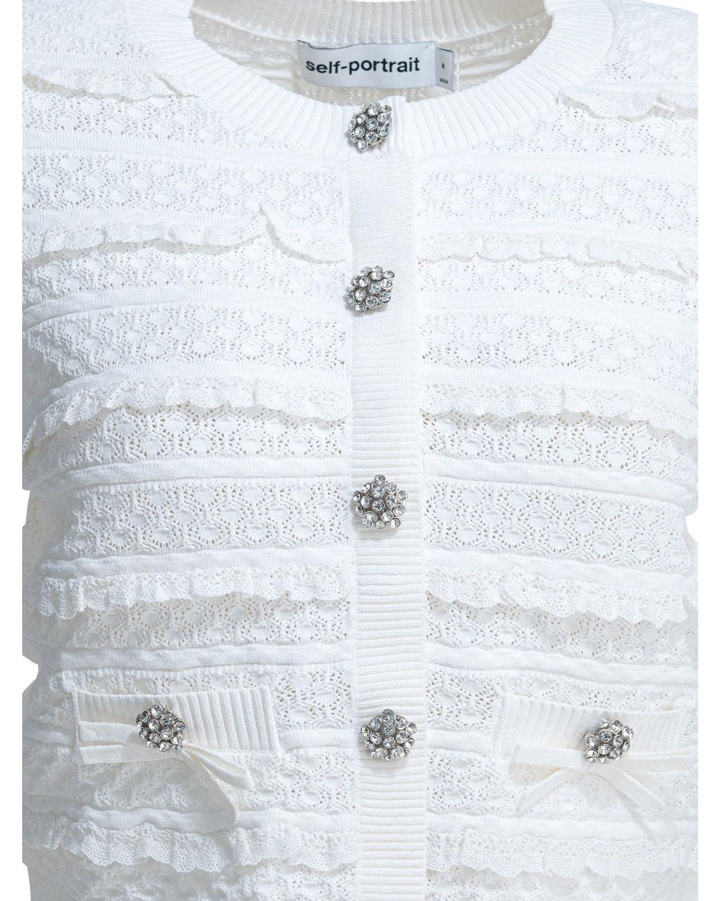 Self-Portrait Blue Pointelle Diamante Cardigan