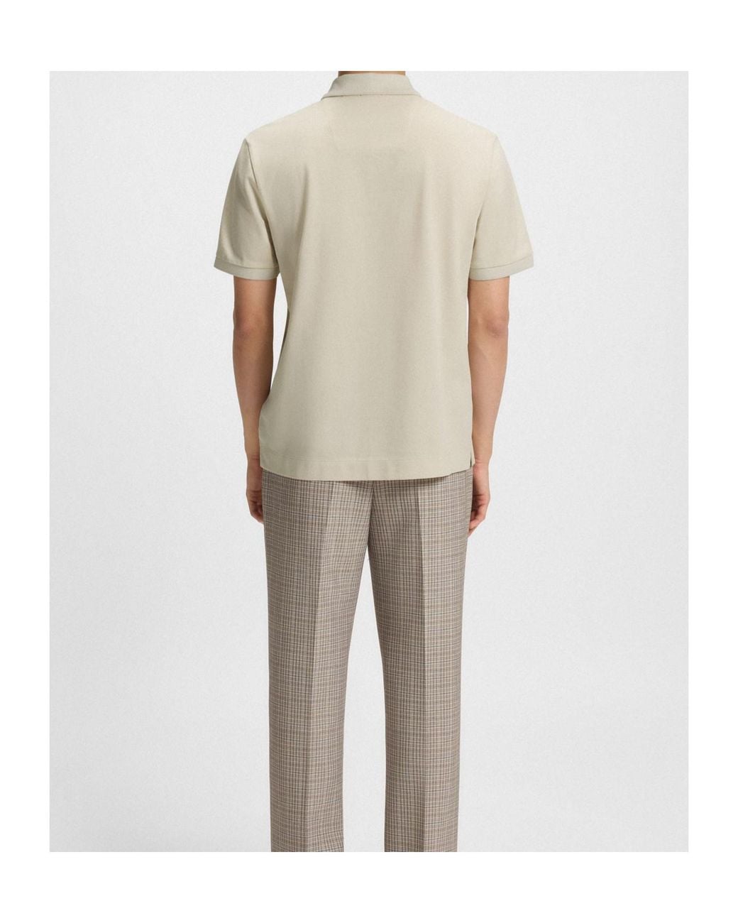 Boss White Double-Monogram Mercerised Cotton Polo Shirt for men