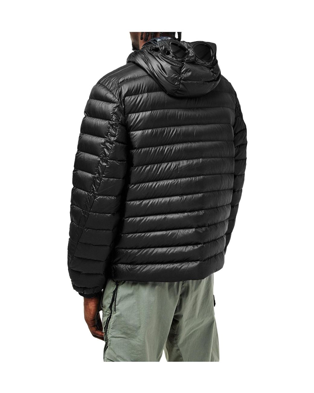 C P Company Black D.D. Shell Goggle Down Jacket for men