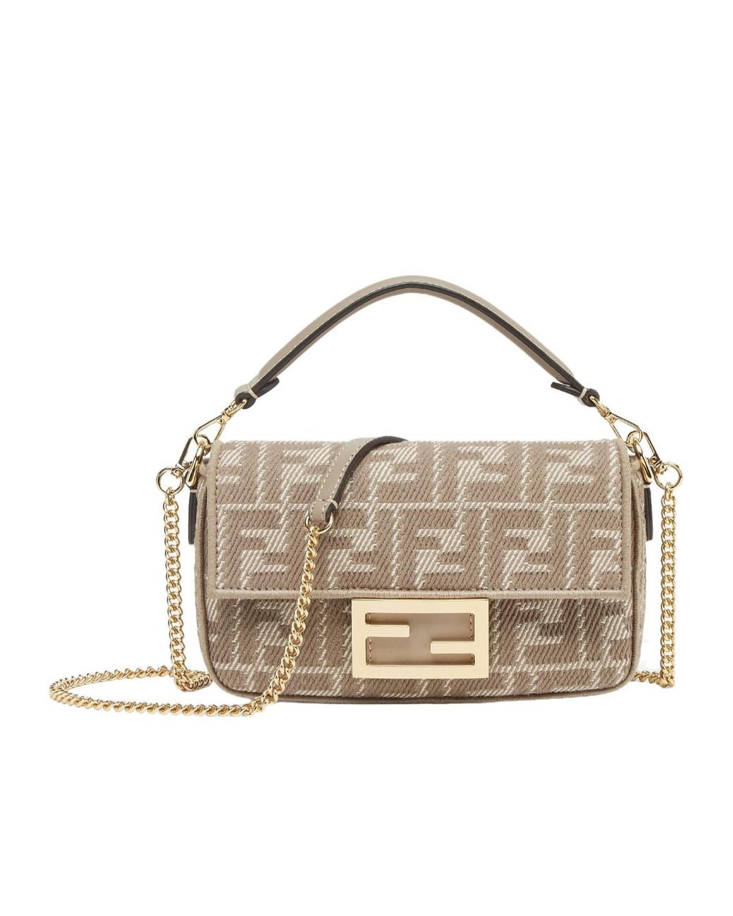 Fendi Metallic Dove Denim-Effect Ff Jacquard Bag