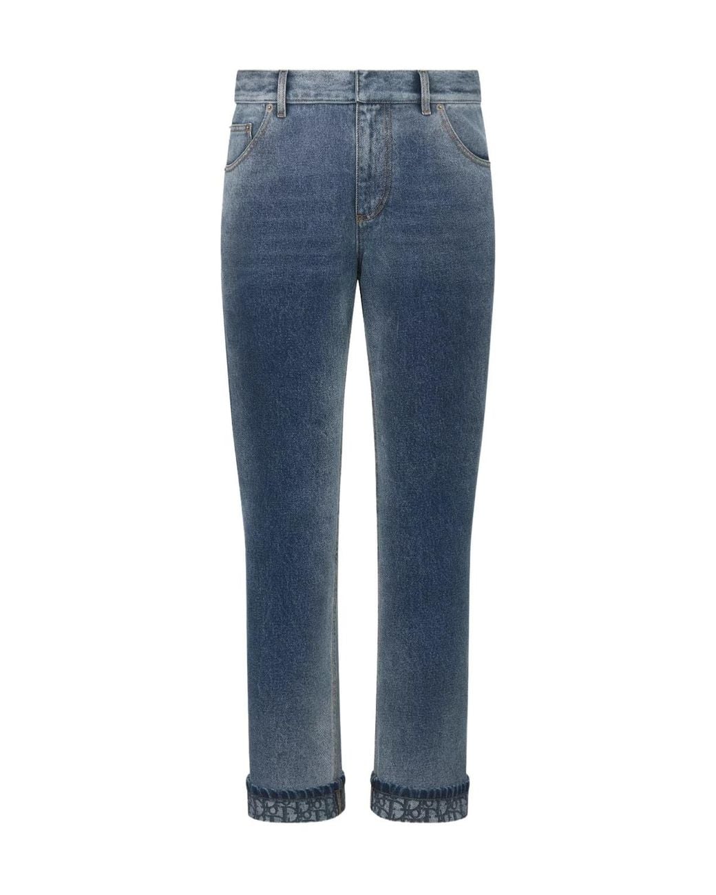 Dior Blue Christian Logo Patch Flared Jeans