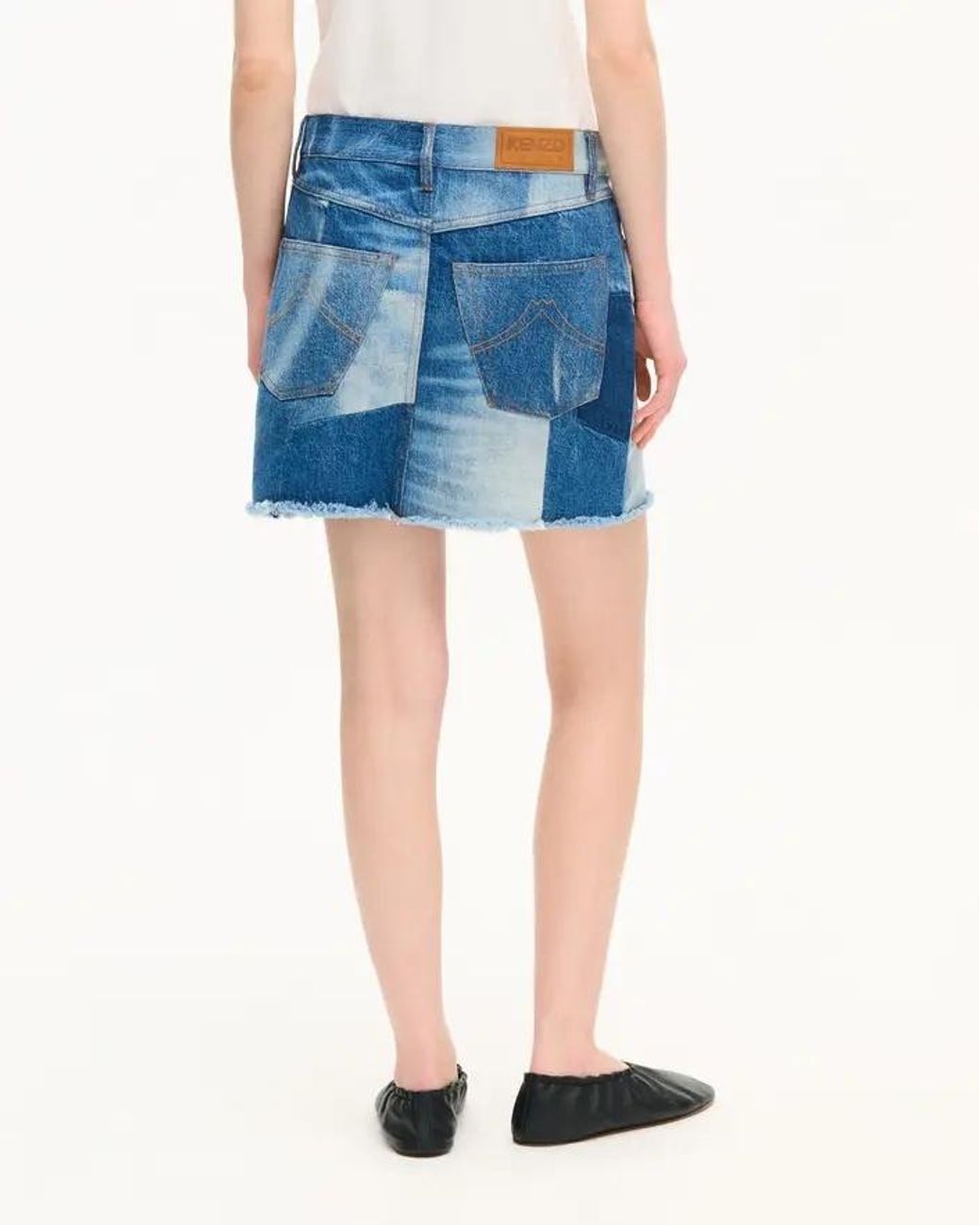 KENZO Blue Patchwork Short Denim Skirt