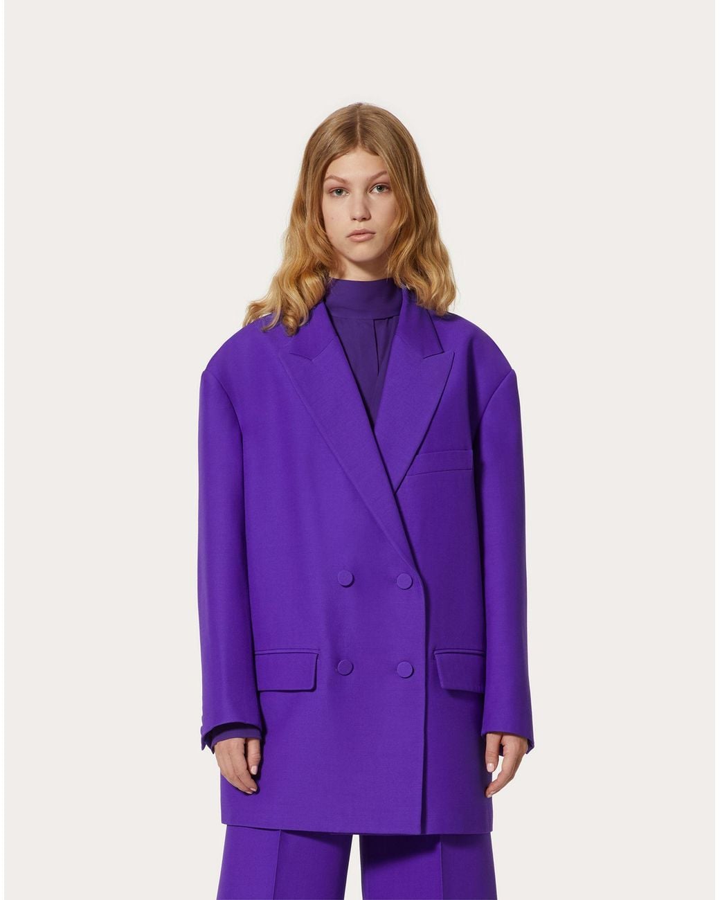 Valentino Purple Crepe Couture Double-Breasted Blazer
