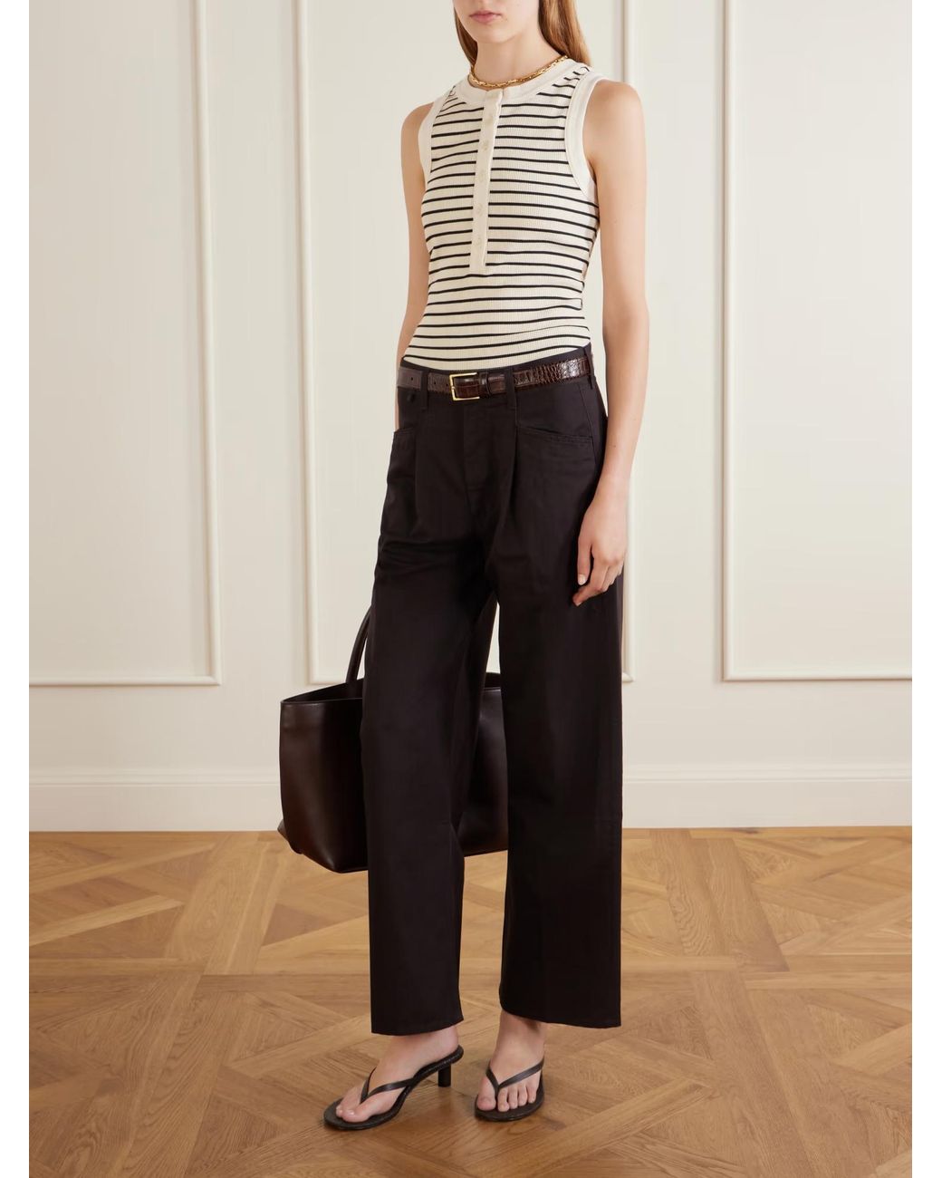 Citizens of Humanity Black High-Waisted Wide-Leg Casual Trousers
