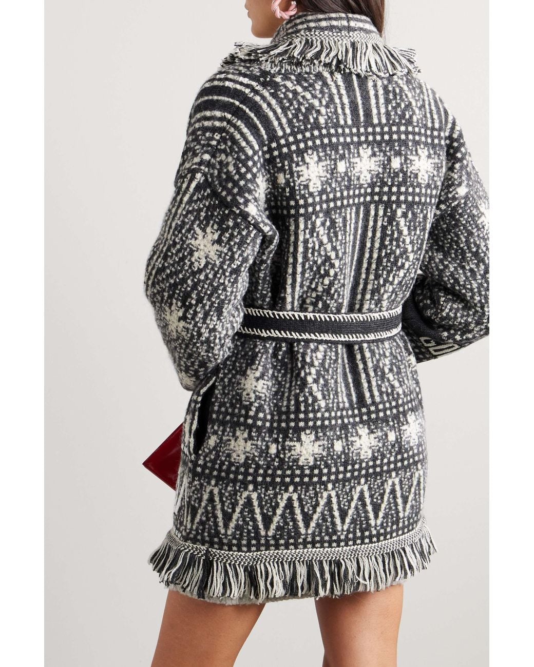 Golden Goose Deluxe Brand Gray Fringed Belted Cardigan