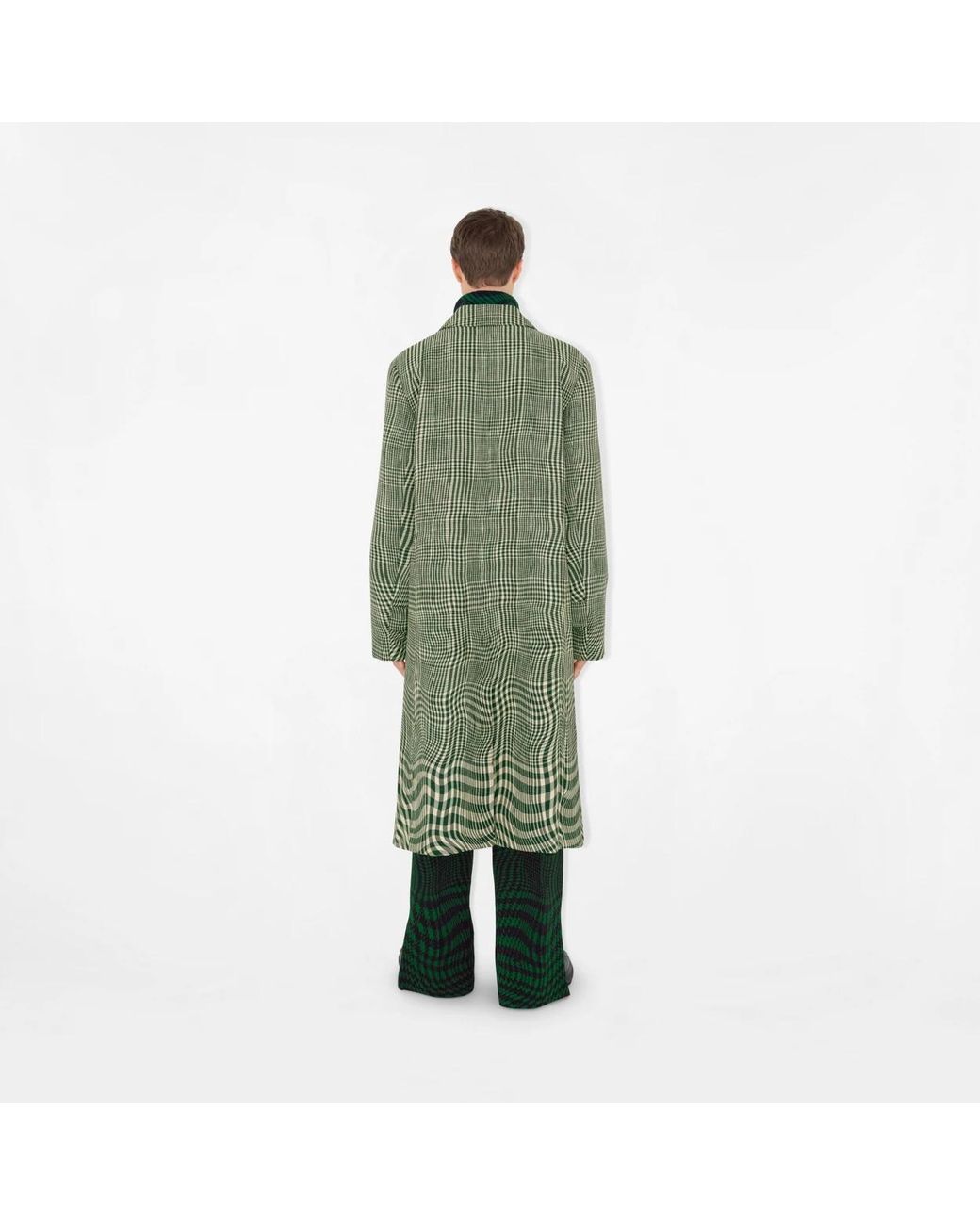 Burberry Green Houndstooth-Pattern Wide-Leg Trousers for men