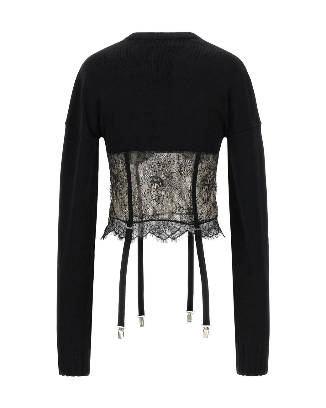 GIUSEPPE DI MORABITO Black Lace Corset Knitted Top