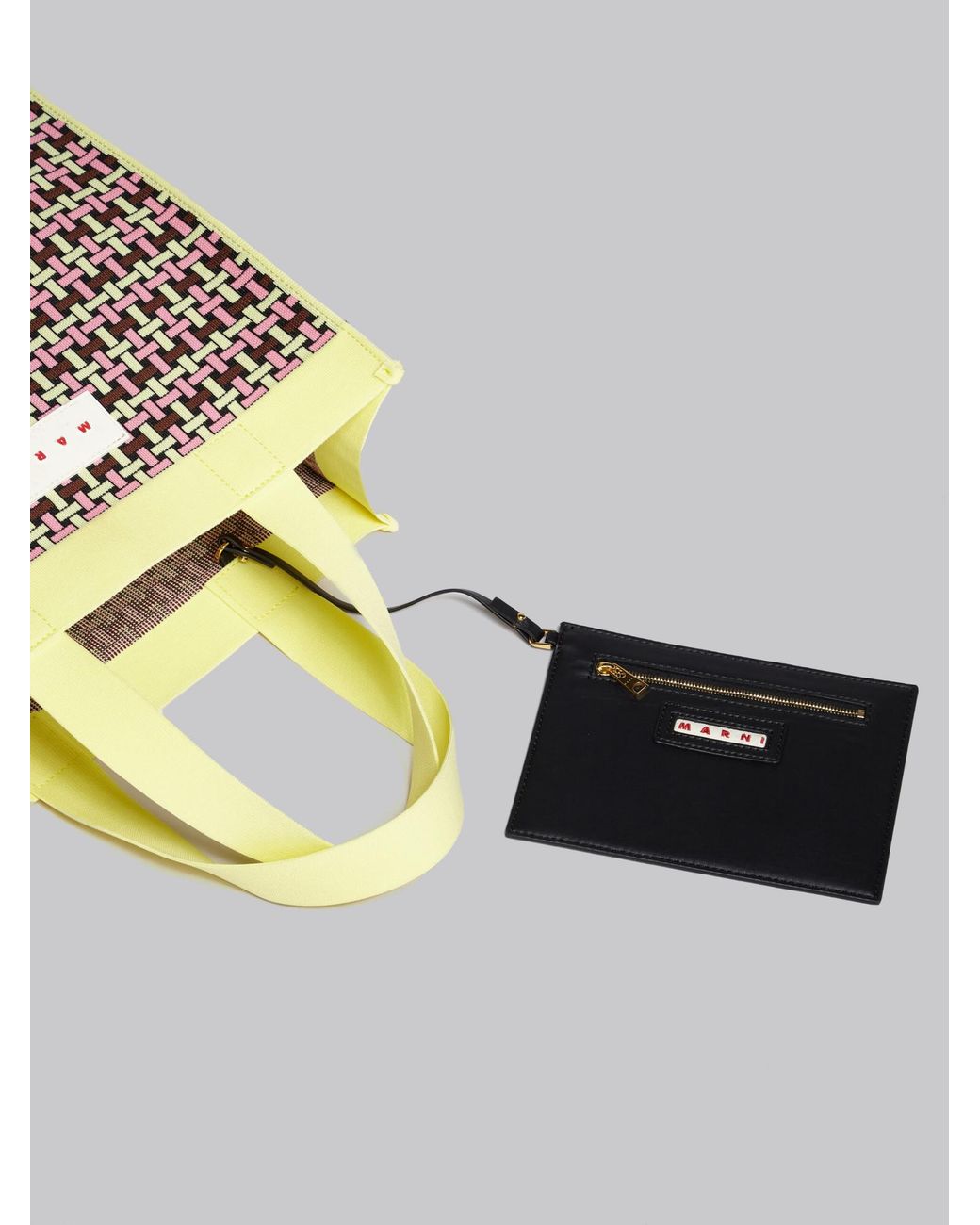 Marni White Light And Jacquard Shopping Bag